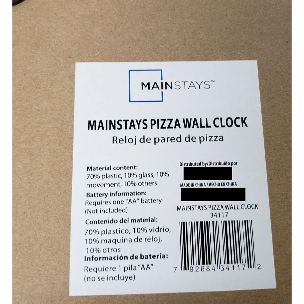 Plastic Wall Clock, approx. 11.5